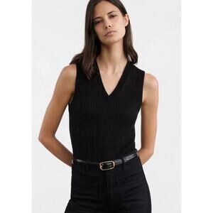 Nili Lotan Iker V Neck Cashmere Sweater Vest in Black L